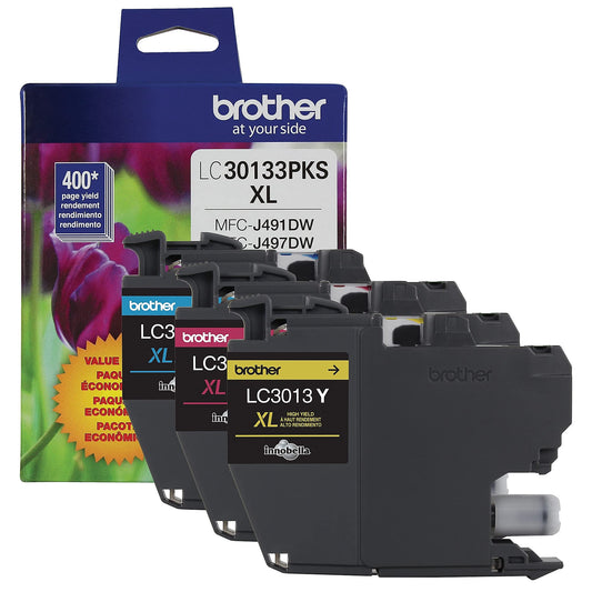 Brother High-Yield Color Printer Ink Cartridges LC3013 3-Pack for Work Smart Series - Professional Grade Ink for MFC-J491DW, J497DW, J690DW, J895DW