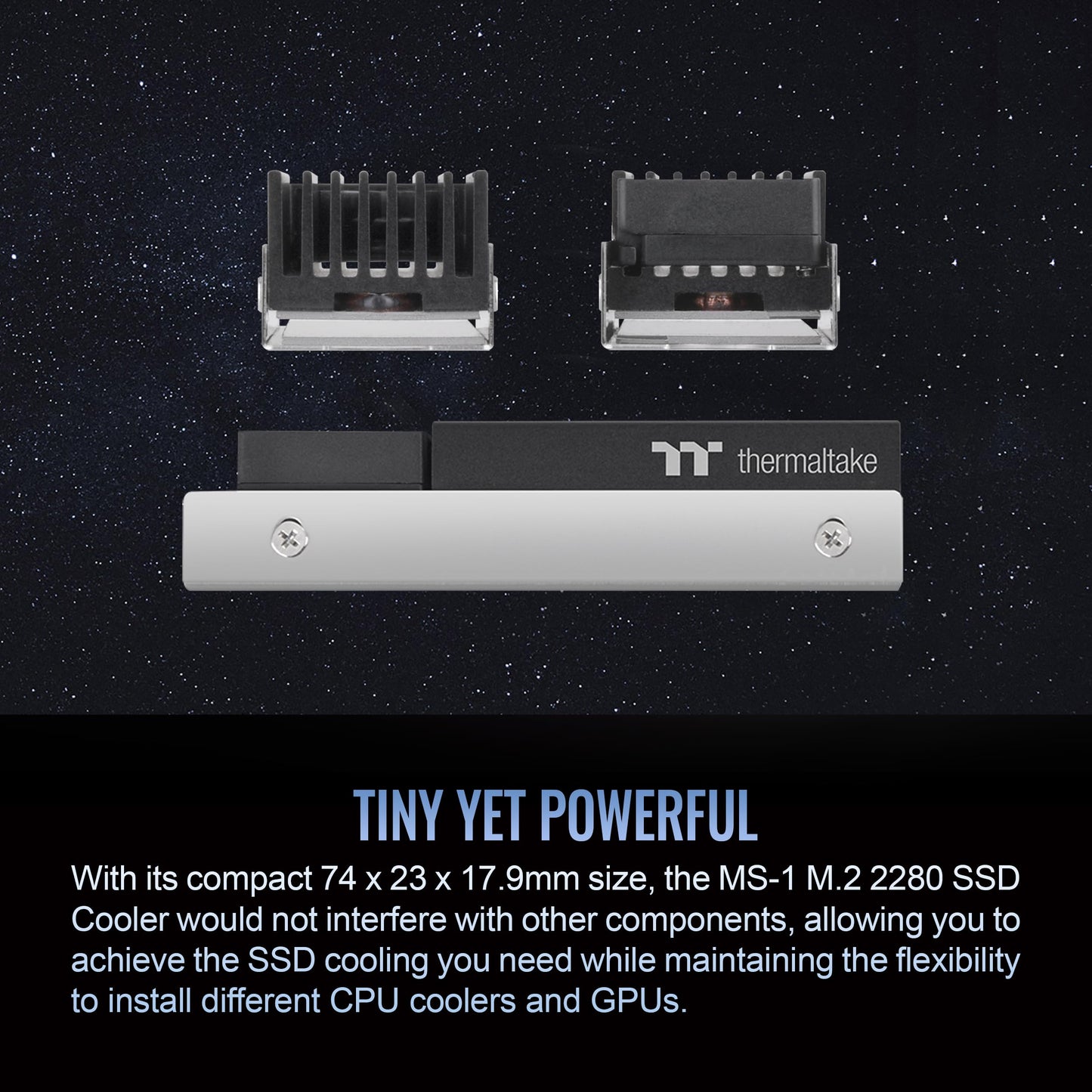 Thermaltake MS-1 M.2 2280 SSD Cooler, Heatsink with 8000 RPM Micro Blower Fan, CL-O043-AL02BL-A