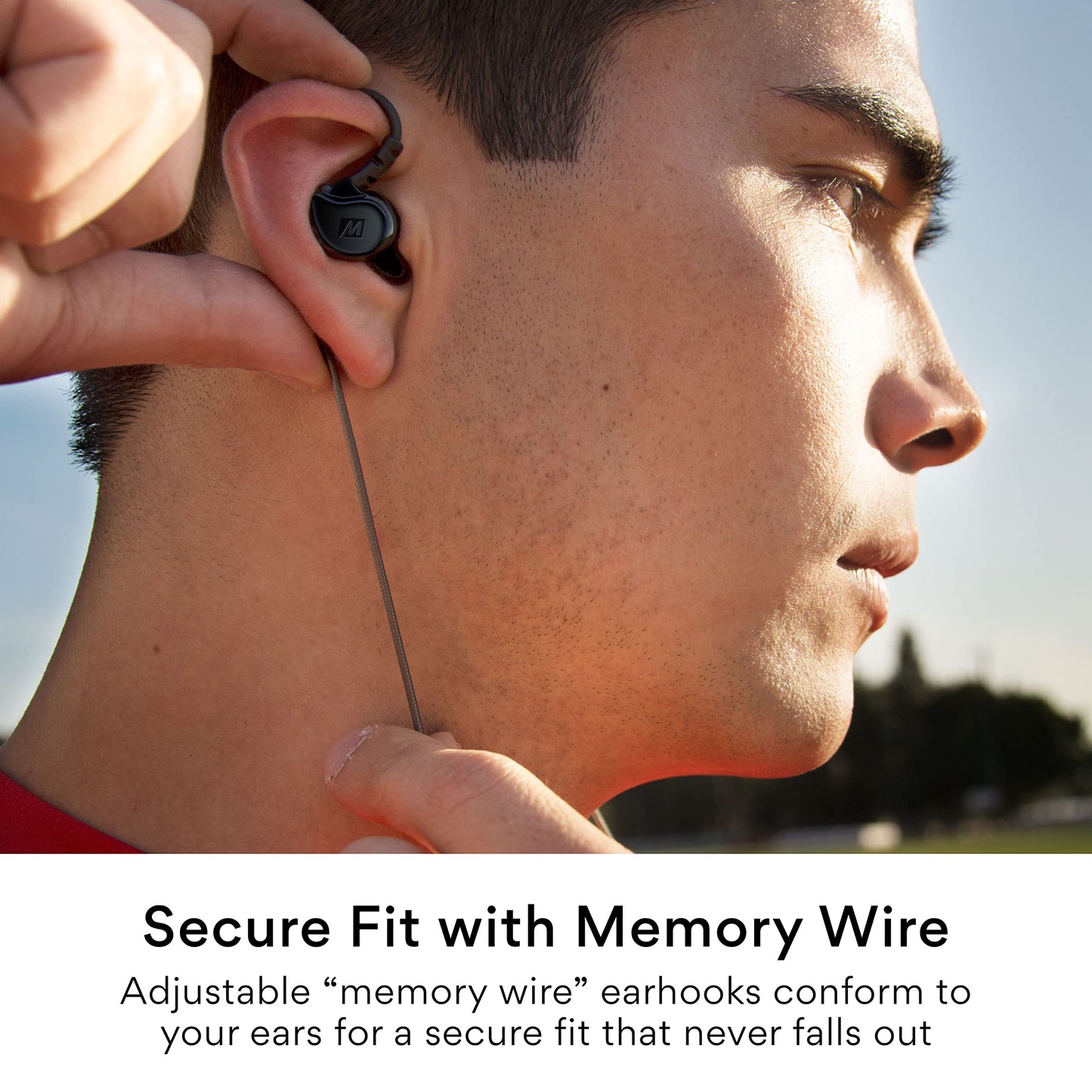 MEE Audio M6 Sport Wired Earbuds, in Ear Headphones, 3-Button Remote, Sweatproof Earphones for Running/Gym/Workouts with Memory Wire Earhooks, Headset