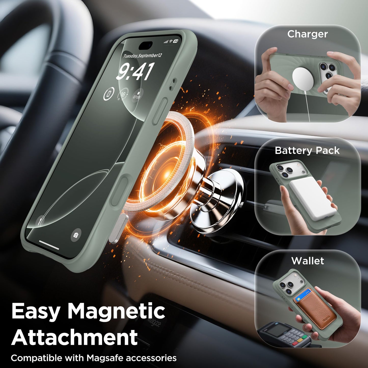 COFFKER for iPhone 17 Pro Case, Compatible with MagSafe, Screen Protector +[Integrated Silicone Camera Control Button], Shockproof Protective Magnetic