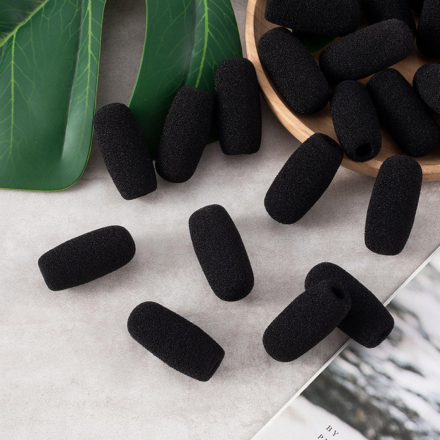 PAGOW 30 Pack Mini Foam Microphone Windscreens, High Density Mic Headset Cover, Small Size Lapel Mic Windscreen for Lavalier Microphones Noise