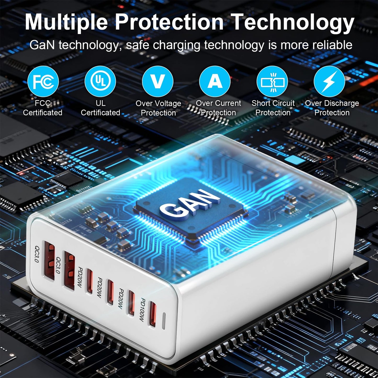 Cecosy 200W USB C Fast Charger, GaN ? PD 100W Charging Station, Upgraded 6-Port USB-C Fast Charging, Adapter for iPad iPhone 17 16 15 14 12, MacBook