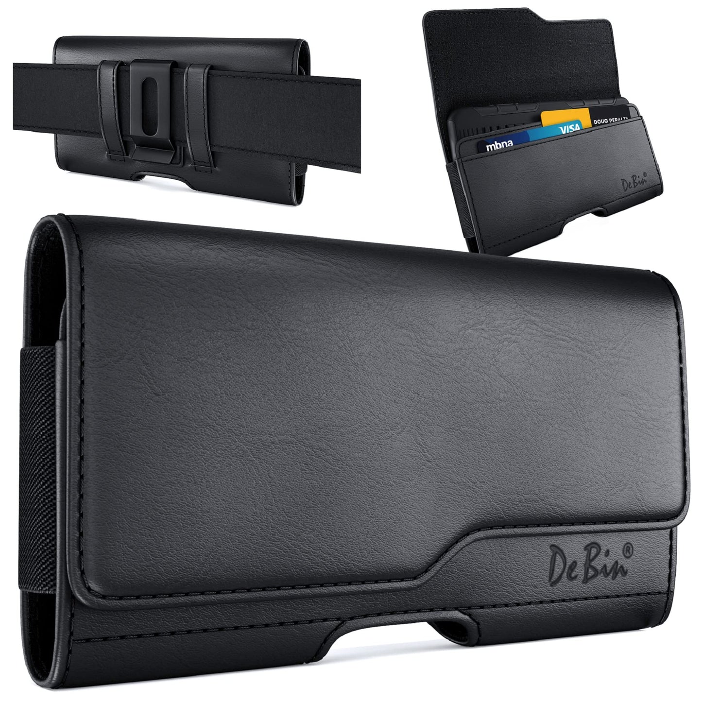 DeBin Cell Phone Belt Case Compatible with Samsung Galaxy Ultra Models (S25 S24 S23 S22 S21), A54/A53/A25/A15, Premium Leather, Magnetic Flap Holster
