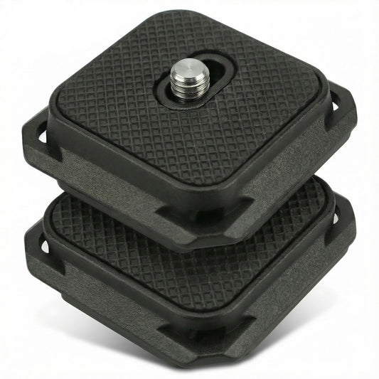 38mm Arca-Swiss Quick Release Plate 2 Pack, 4-Sided Square QR Camera Mount with Safety Pins, 1/4"-20 Screw Compatible with Peak Design Capture Clip