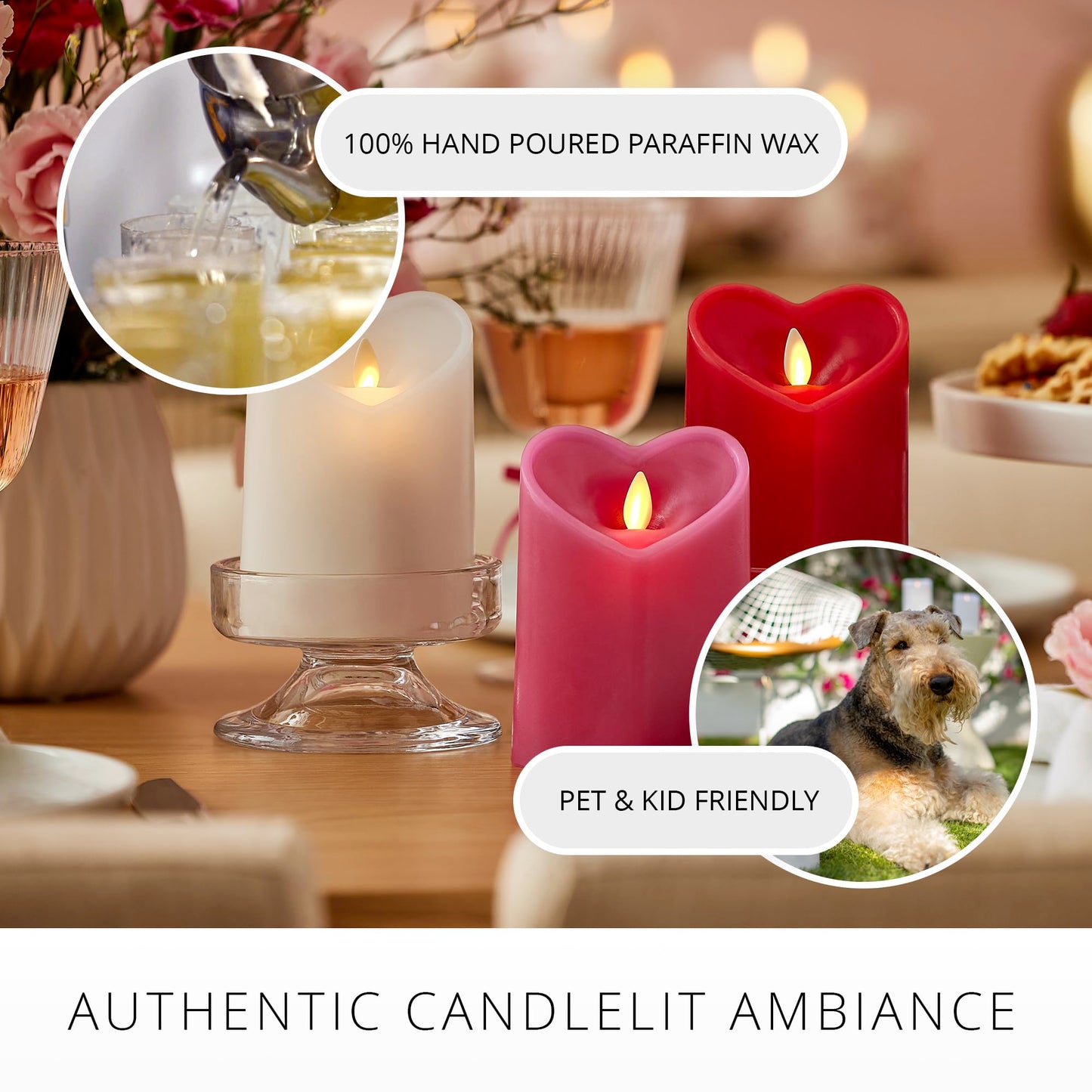 Heart-Shaped White Pillar Candle by Luminara