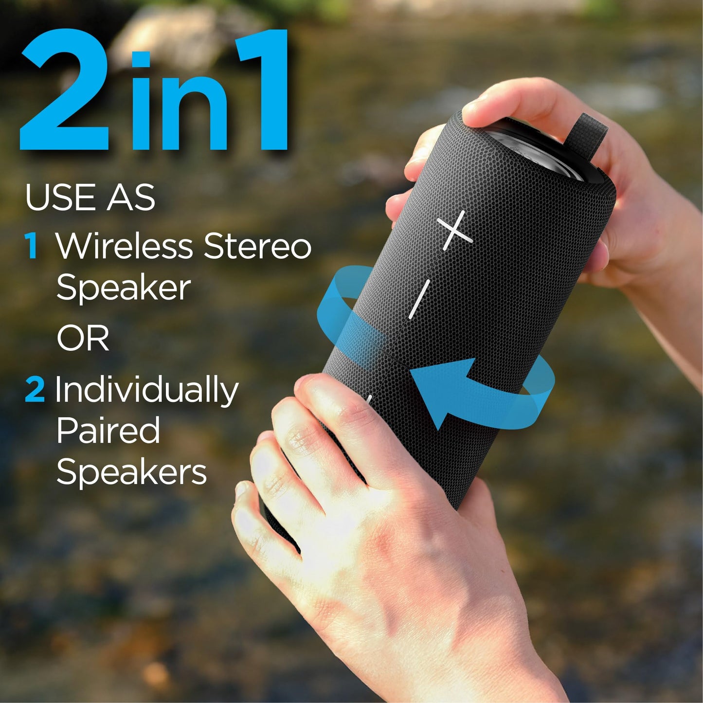 iHome Bluetooth Speaker with Wireless Stereo Option, Portable Split Speaker with Enhanced Bass (iBT430)