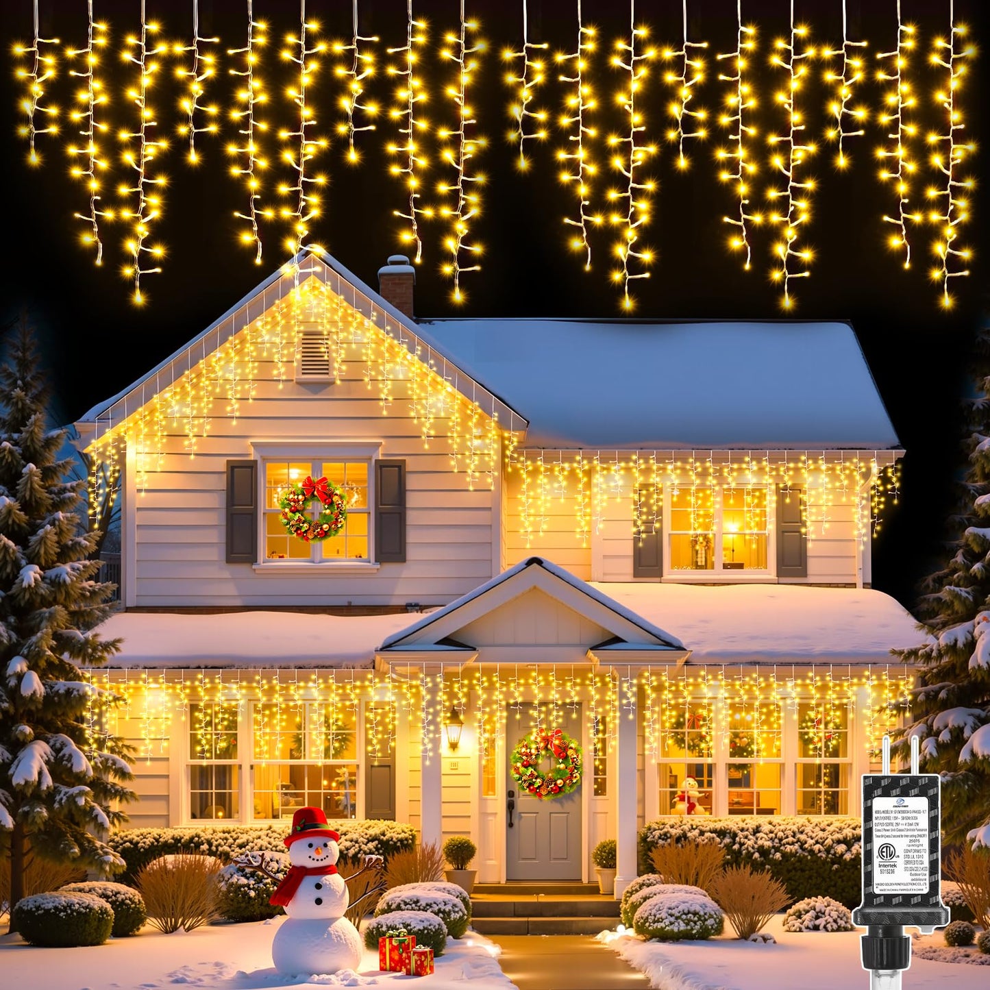 Brightown Icicle Christmas Lights Outdoor, 33FT 1020 LED Cluster Icicle Lights with 51 Drop,12 Mode, Connectable Firecracker Light with Timer