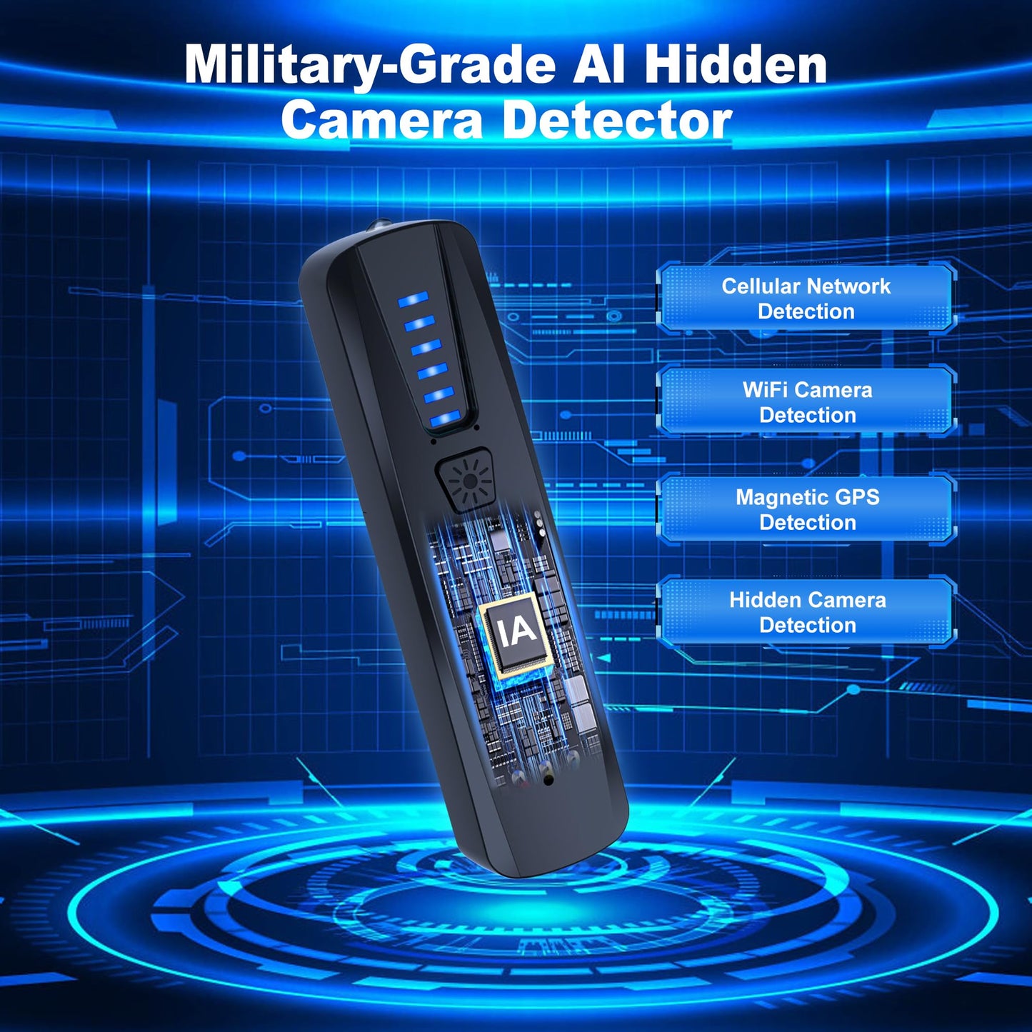 ZHENHAN Hidden Camera & Bug Detector - Portable Anti-Spy Device for GPS Trackers, Wireless Bugs | Travel, Home, Office Security (Black)