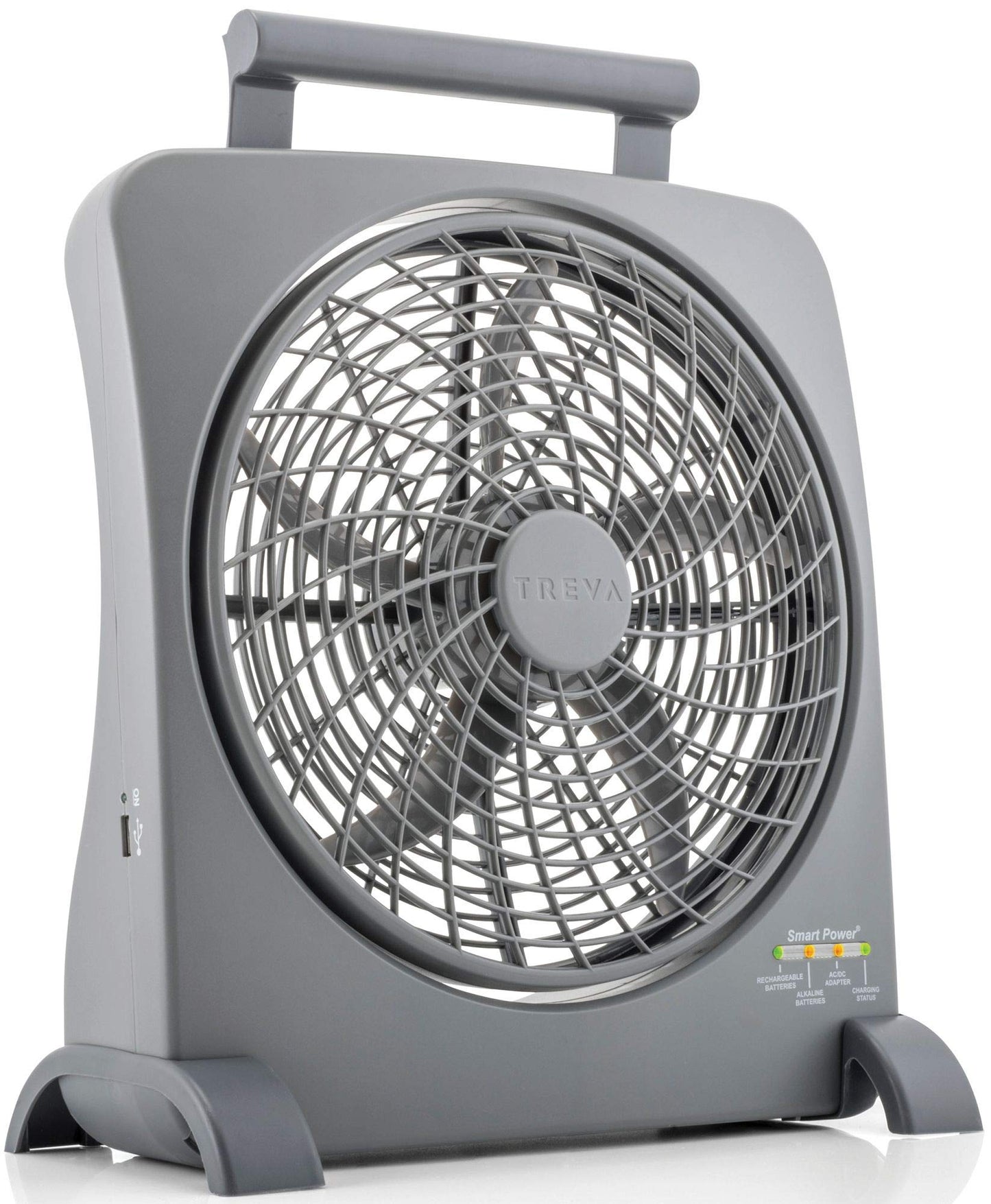 Treva 10 in Rechargeable Portable Fan Smart Power AC Battery USB Port