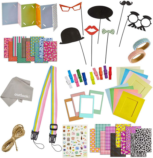 Outlook 2020 Fujifilm Mini Instant Film 12/11/ 9/8/ 70/26/ 90 accessories-20 Sticker Frames+10 Paper Frames + 4 Magnetic Frames + Rainbow Camera Neck