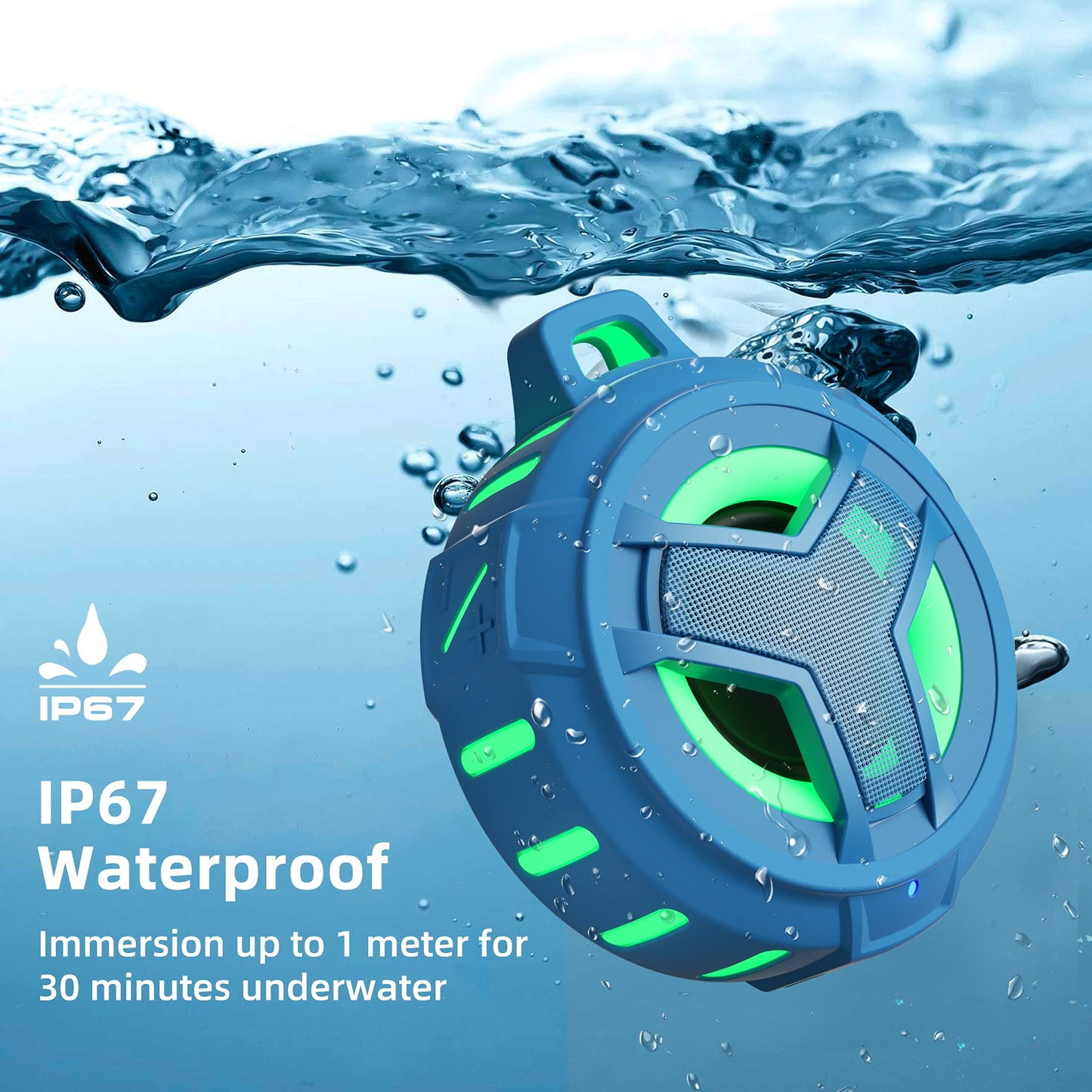 EBODA Shower Bluetooth Waterproof Speaker, IPX7 Floating Portable Wireless Small Speakers with Light, 24H Playtime for Beach, Pool, Kayak Accessories