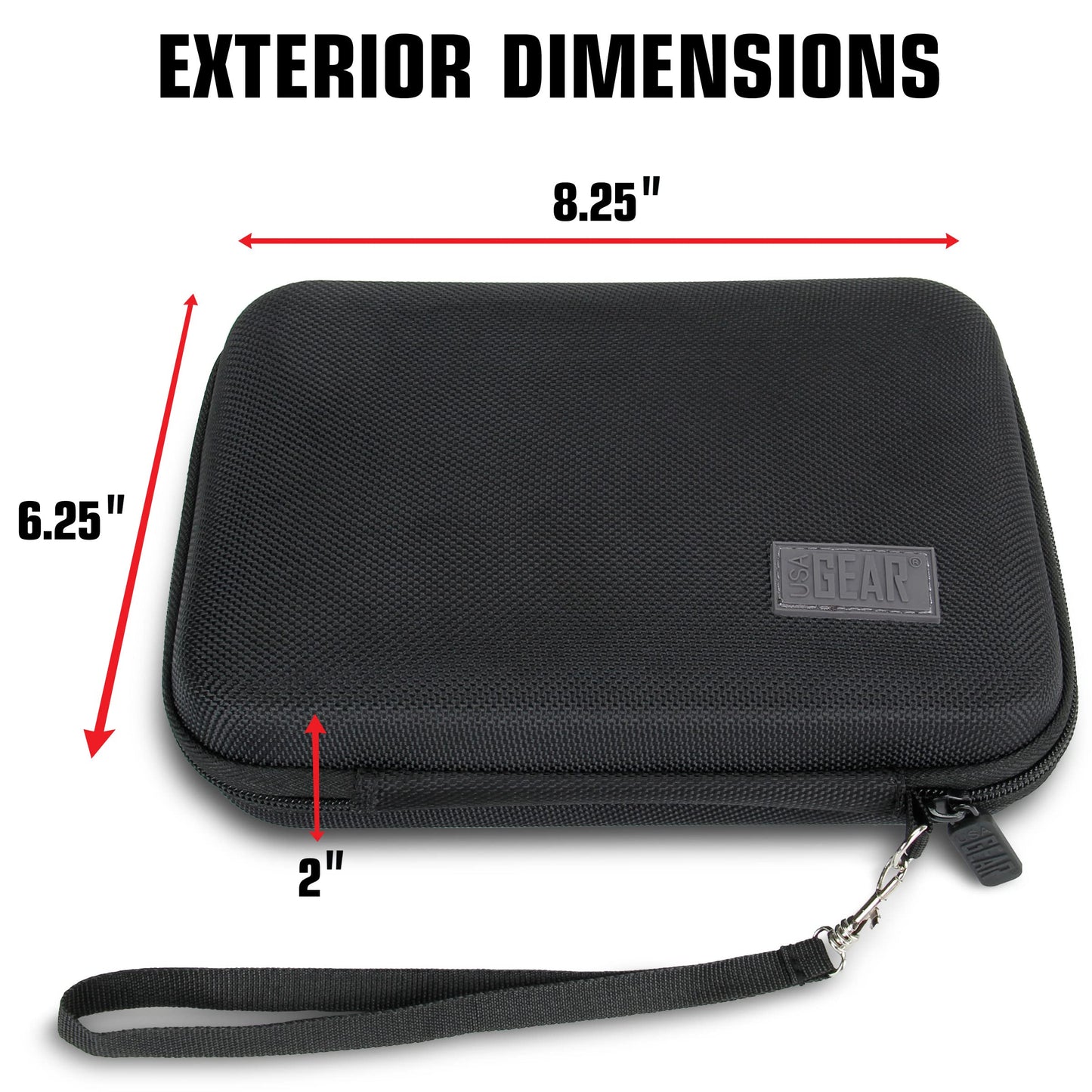 USA Gear 7.5 Inch Hard Shell Camera Monitor Case - Portable Video Monitor Bag Compatible with Feelworld S55 V3, Atomos, SmallHD Focus, Shinobi SDI