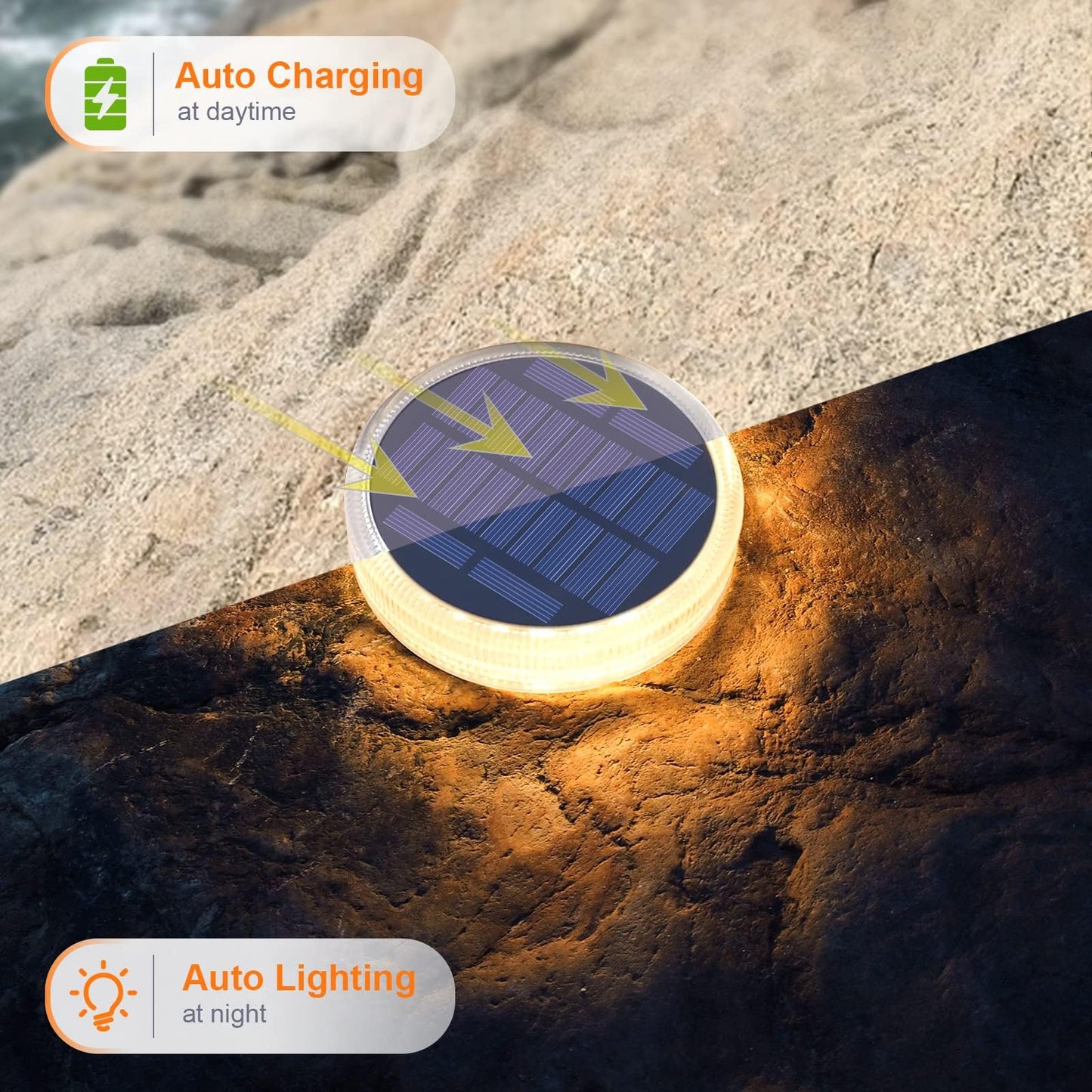 Solar Dock Lights Outdoor Waterproof Stick on Boat Deck Step Stair Driveway Lights Solar Powered for Outside Concrete Flat Disks Patio Ground RV