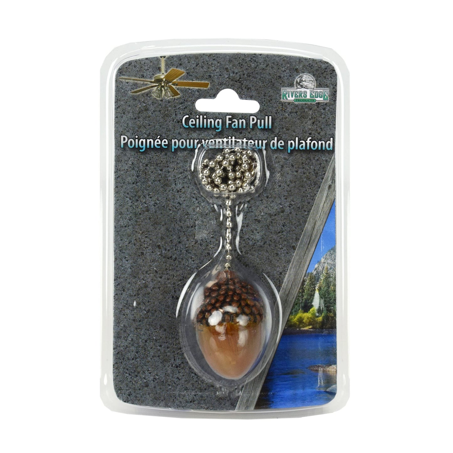 Rivers Edge Products 12" Ceiling Fan Pull Chain Extender - Pull String Extension for Light Fixture - Decorative Poly Resin Switch Chains - Nature Home