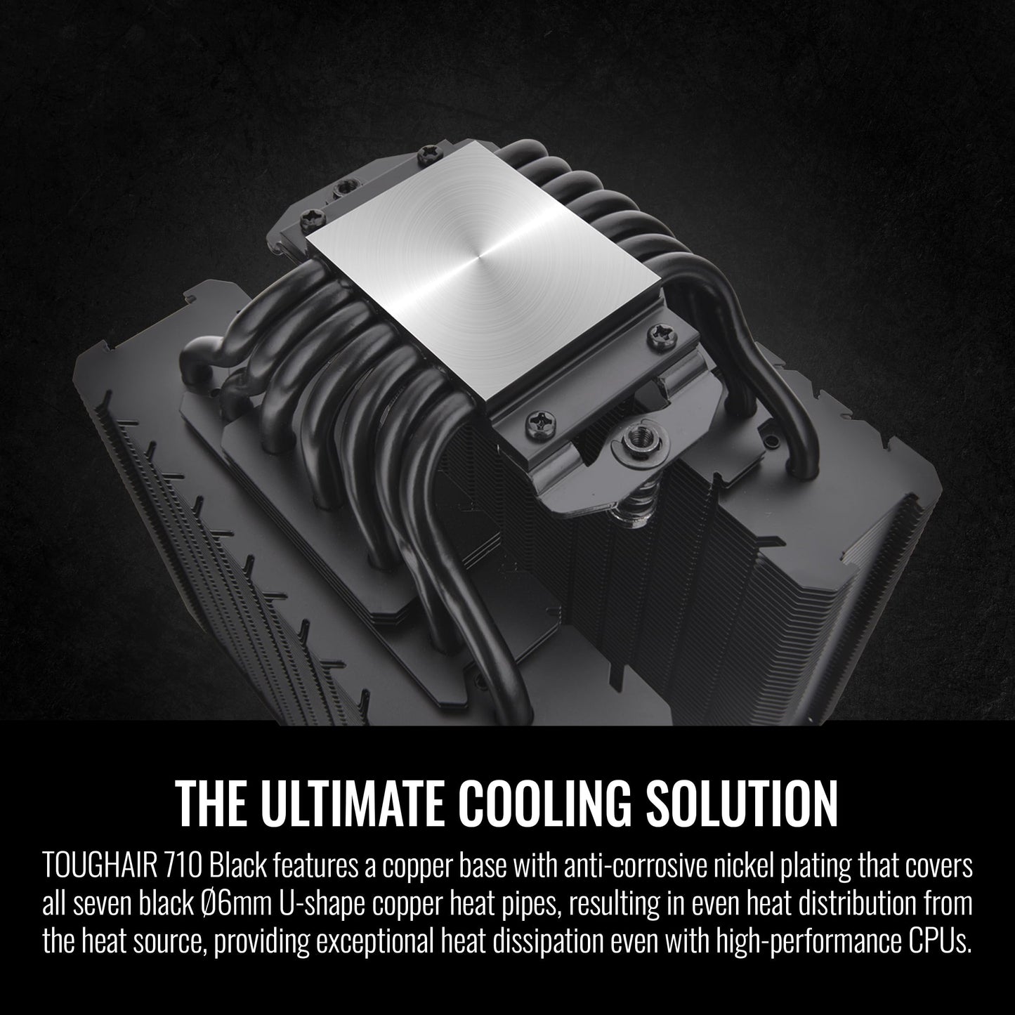 Thermaltake TOUGHAIR 710 Black Edition 250W TDP CPU Cooler, Intel LGA 1851/1700/1200, AMD AM5/AM4, Dual-Tower Dual Fan Design, Copper Base with 7 Heat