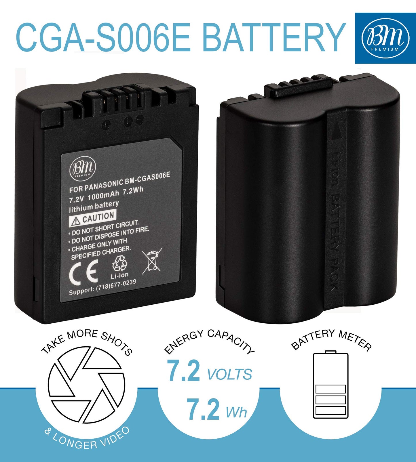 BM Premium Pack of 2 CGA-S006 Batteries and Battery Charger for Panasonic Lumix DMC-FZ7, DMC-FZ8, DMC-FZ18, DMC-FZ28, DMC-FZ30, DMC-FZ35, DMC-FZ38