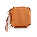 DEMDACO Electronic Accessories Tech Pouch Carry Case Travel Organizer for Cables Chargers and Headphones 4 x 4 Inch Saddle Brown