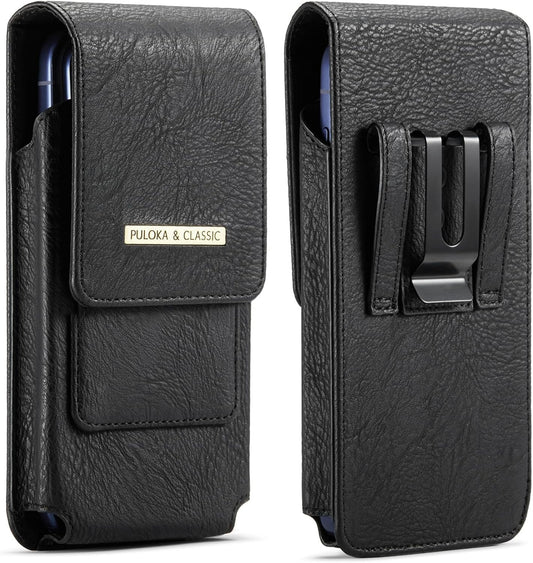 Phone Holster with Belt Clip for iPhone 17/16/15/14/13/12 Pro Max & Plus, Galaxy S25/S24/S23/S22 Ultra & Plus, Premium Leather Pouch with Card Holder