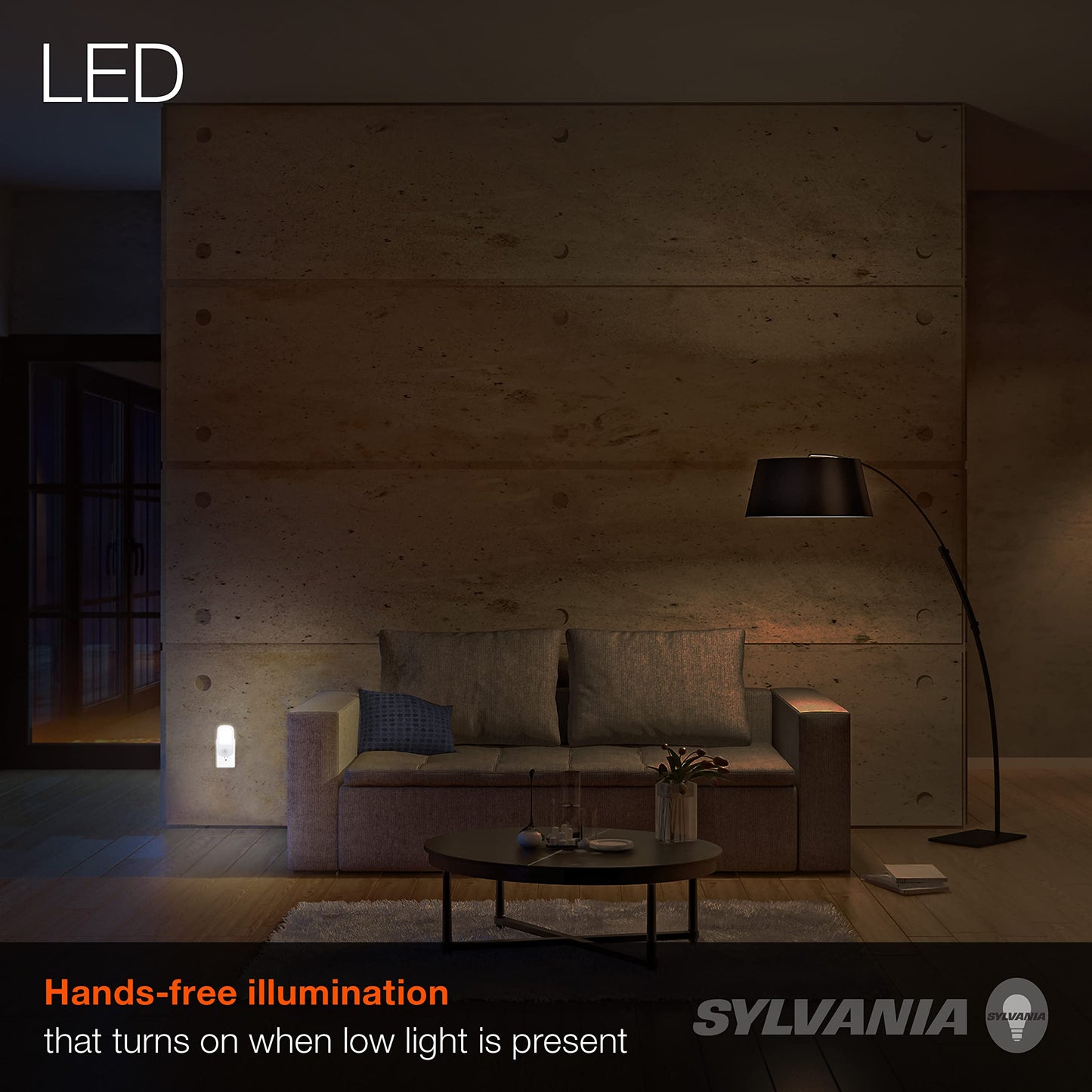 LEDVANCE Sylvania LED Mini Automatic Plug-in Night Light with Sensor, Motion Activated, Dusk to Dawn, Warm White, Plug-in Type - 1 Pack (64988)