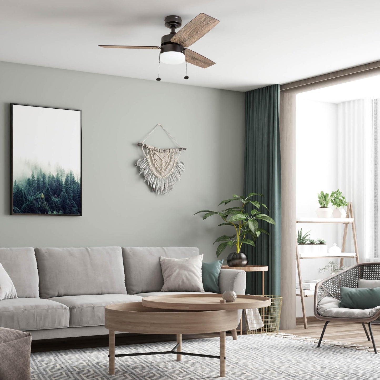 Prominence Home 42" Reston Ceiling Fan w/Light, Chain & 3 Blades, Bronze