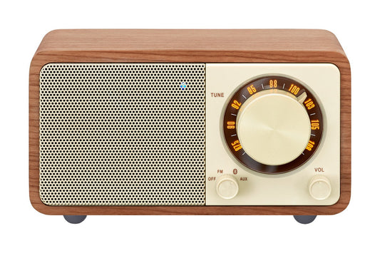 Sangean WR-7WL Wood Cabinet Mini Bluetooth Speaker with FM Tuner and Aux-in Walnut/Wood (Certified Refurbished)