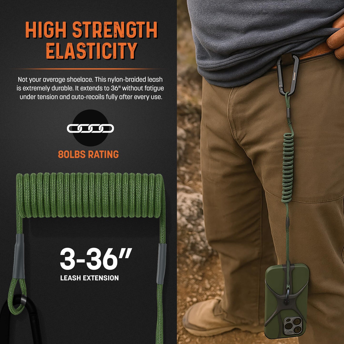 Water Sports Phone Tether Leash with Waterproof Breathable Wrist Strap & Carabiner, Secure Cellphone Holder for Kayaking, Boating & Rafting