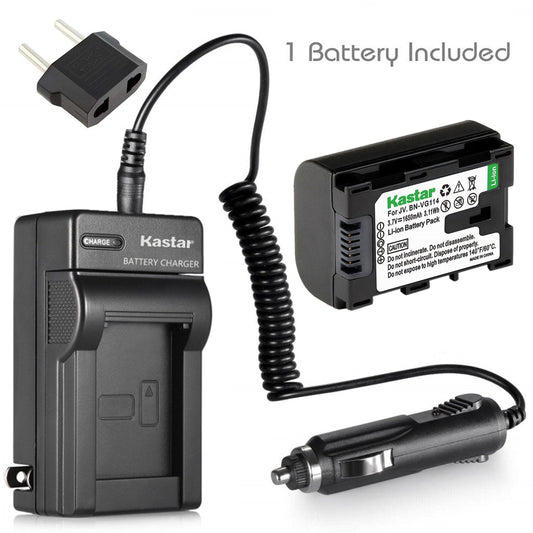 Kastar BN-VG114 Battery (1-Pack) and AC Charger for JVC BN-VG107 BN-VG107U BN-VG108U BN-VG108E BN-VG114 BN-VG114U BN-VG114US Rechargeable Lithium-ion