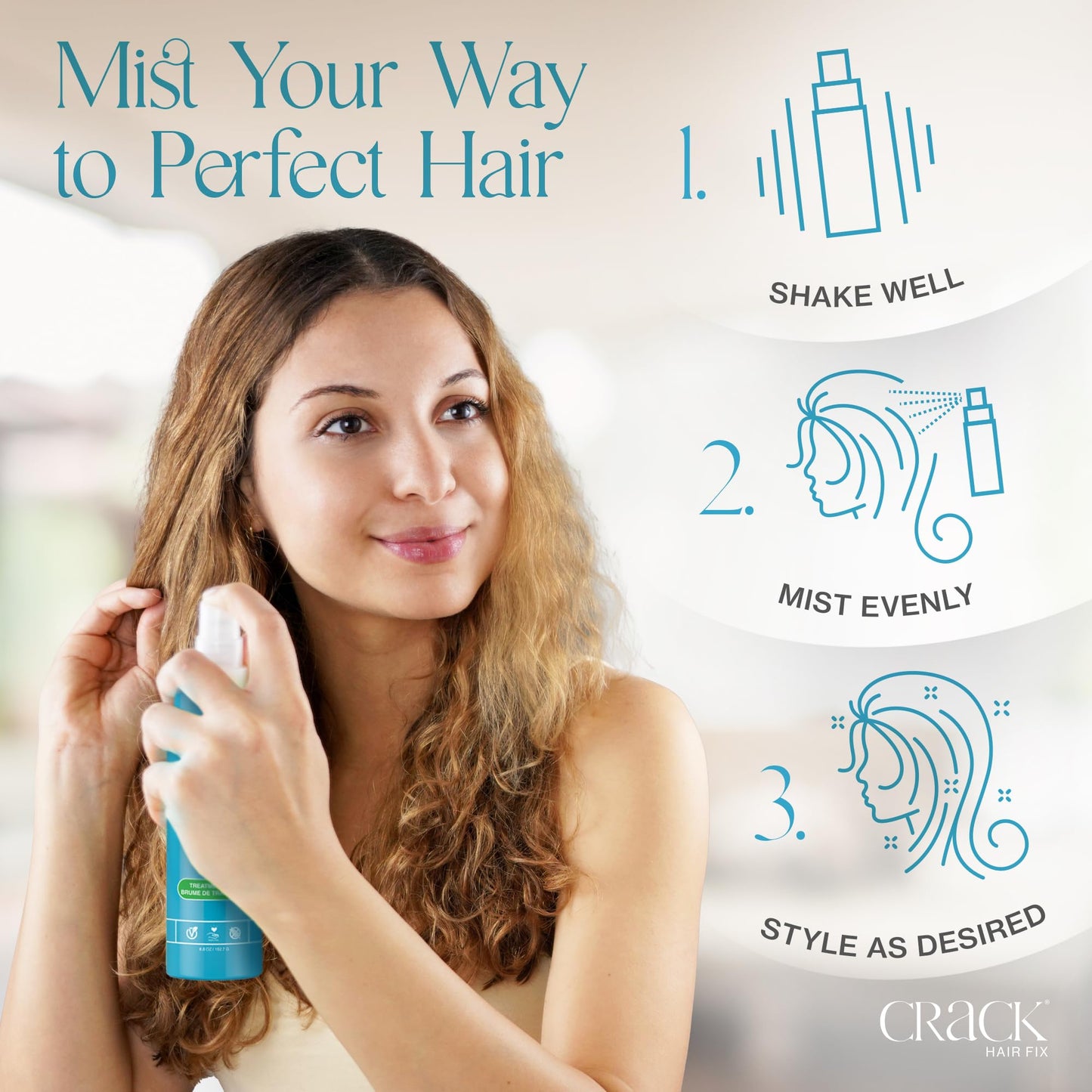 Crack HAIR FIX Mist Spray - Moisturizes & Protects Hair From Dryness & Thermal Damage, Improves Texture - 6 oz, 2 Pack