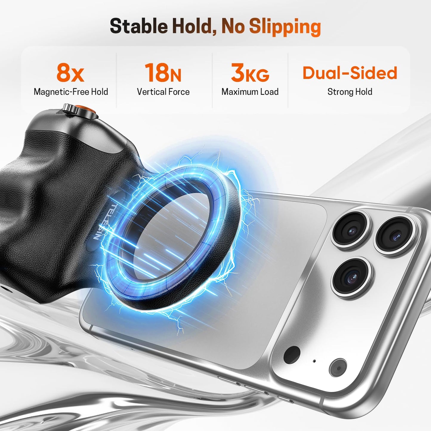 Jeebel Magnetic Phone Camera Grip, Smartphone Holder Selfie Handle Snap with Wireless USB Remote Control & 1/4” Screw Mount, Camera Stabilizer