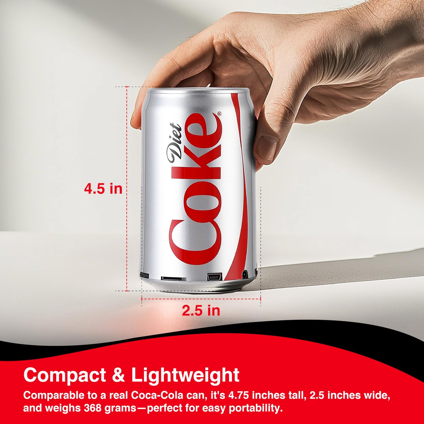 Gabba Goods Diet Coke Can Shape Bluetooth Speaker, Portable Wireless Speaker with Bluetooth 5.0, AUX, USB Slot & TF Slot | Loud Bass Sound | Compact