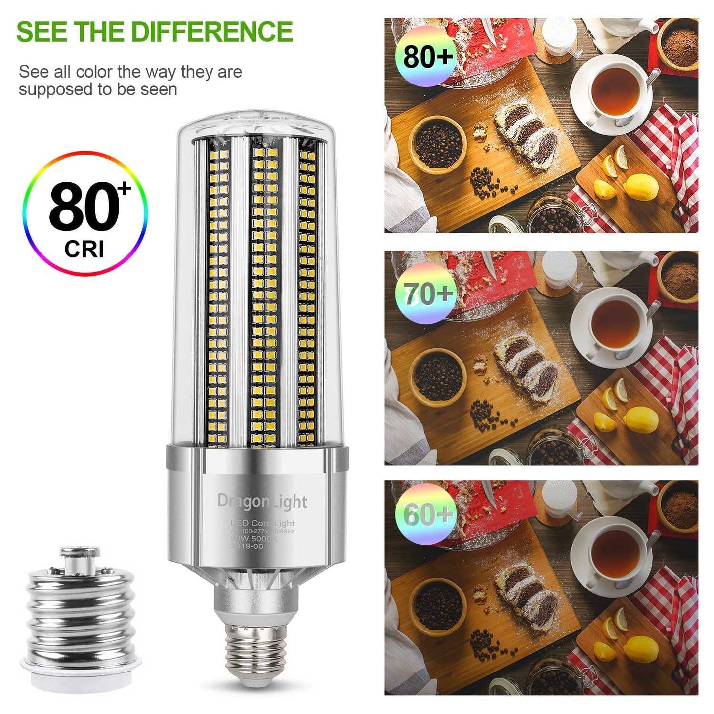 DragonLight 120W Commercial Grade Corn LED Light Bulb(400 Watt Metal Halide/HID/HPS Replacement) E26/E39 Large Mogul Base LED Lamp 5000K Daylight