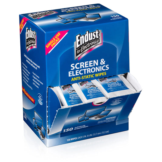 Endust for Electronics; Individually Wrapped, Portable, Anti-Static, Screen & Electronics Cleaning Wipes; 150 Count (14316)