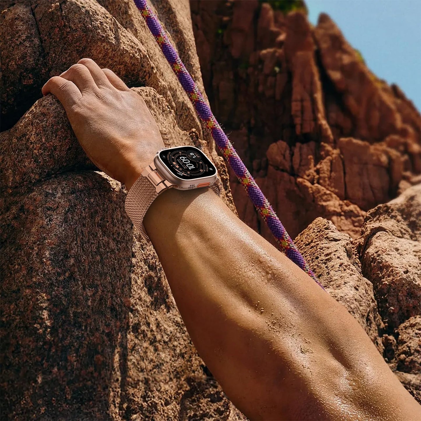 BXUXOHS Milanese Loop for Apple Watch Ultra 3/2 Band 49mm 46mm 45mm 44mm 42mm Men,Tactical Mecha Strap Military-Grade Design,Magnetic Metal Wristband