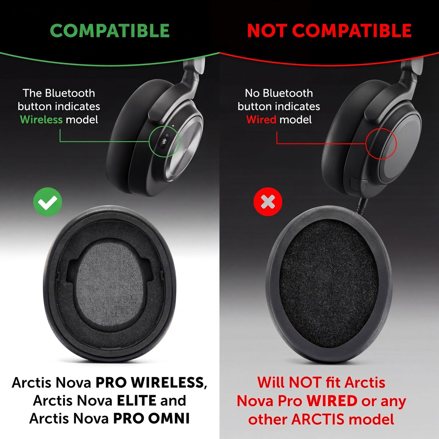 WC Freeze Nova Pro Wireless - Cooling Gel Earpads for Arctis Nova Pro Wireless, Nova Elite & Nova Pro Omni (Doesn’t Fit Other Models), by Wicked