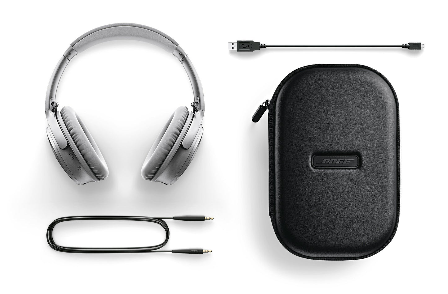 Bose QuietComfort 35 (Series I) Wireless Noise Cancelling Headphones - Silver (Renewed)