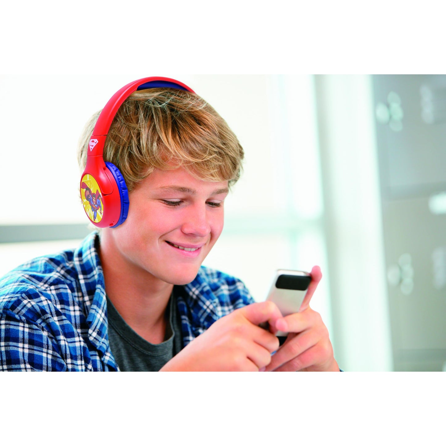 LEXiBOOK - Superman - Kids’ 2-in-1 Bluetooth and Wired Headphones - Stereo, Wireless, Wired, Limited Volume, Foldable, Adjustable, for Boys/Girls…