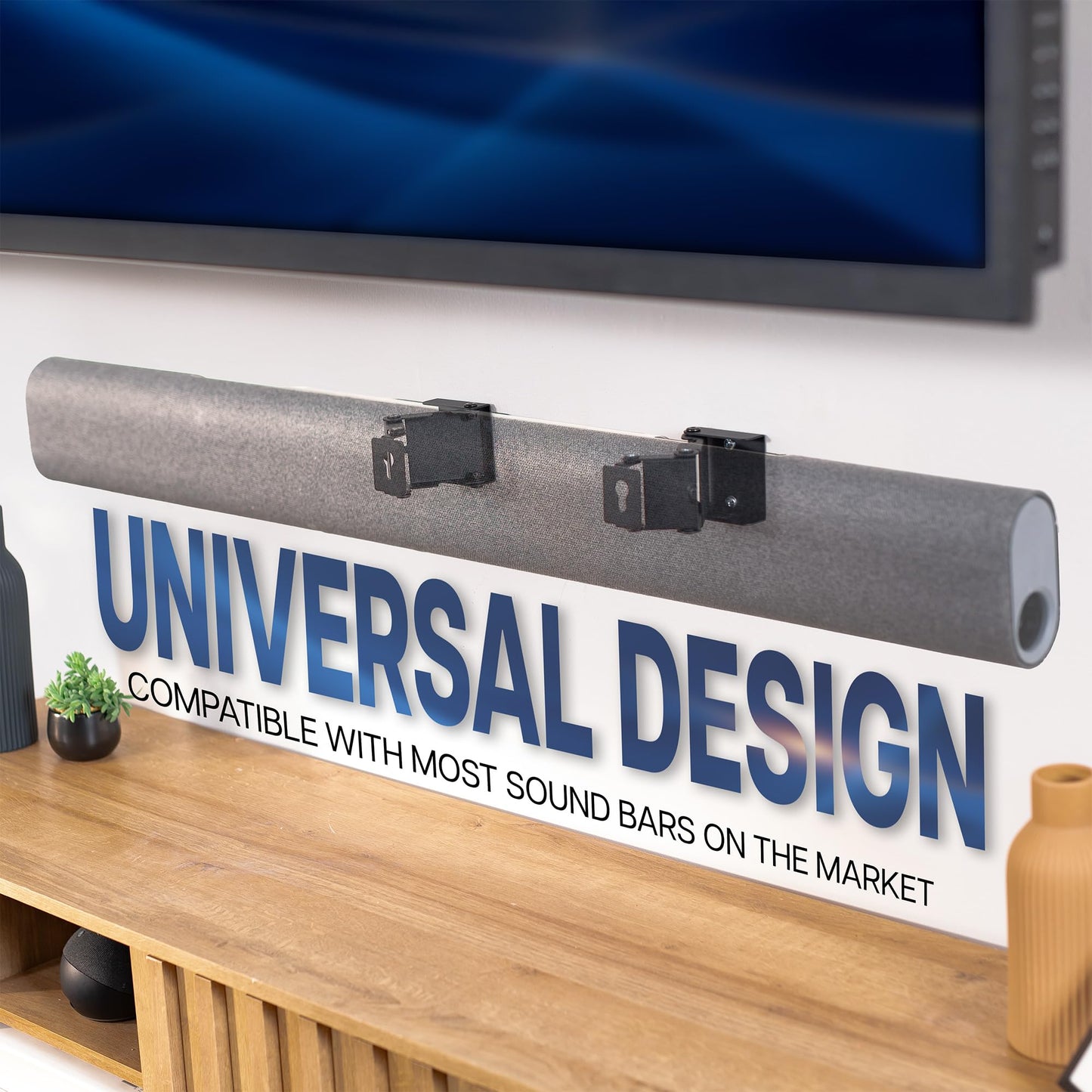 VIVO Steel Universal Soundbar Wall Mount, L Brackets, Adjustable Extending Speaker Arm Holders, Black, Mount-ESB1