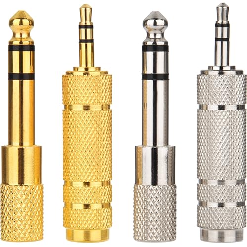 EBOOT 4 Pieces Headphone Adapter 6.35 mm (1/4 Inch) Male to 3.5 mm Female and Audio Stereo Plug 3.5 mm Male to 6.35 mm (1/4 Inch) Female Stereo Jack