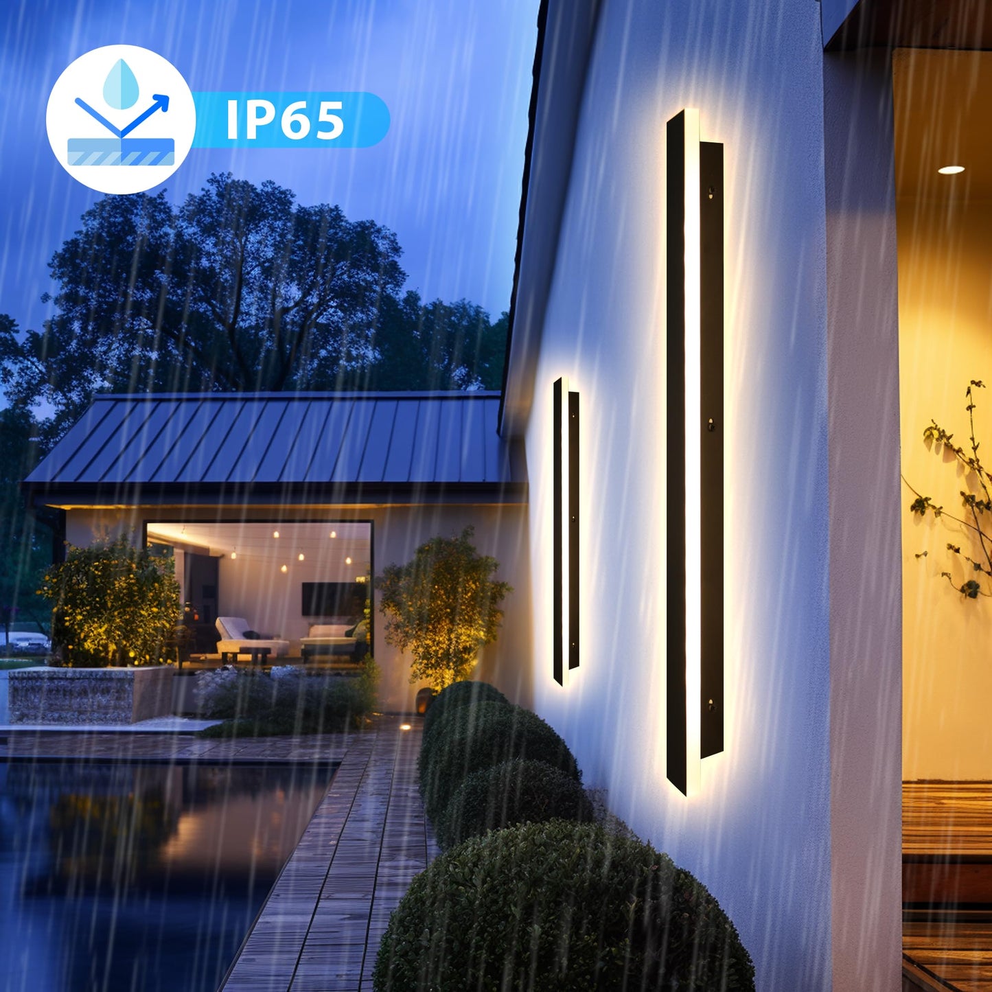 Outdoor Wall Light LED Long Wall Sconce 11.82in Ip65 Waterproof Black Modern Outdoor Lights 3000k 9W Metal Exterior Light Fixture for Porch Light