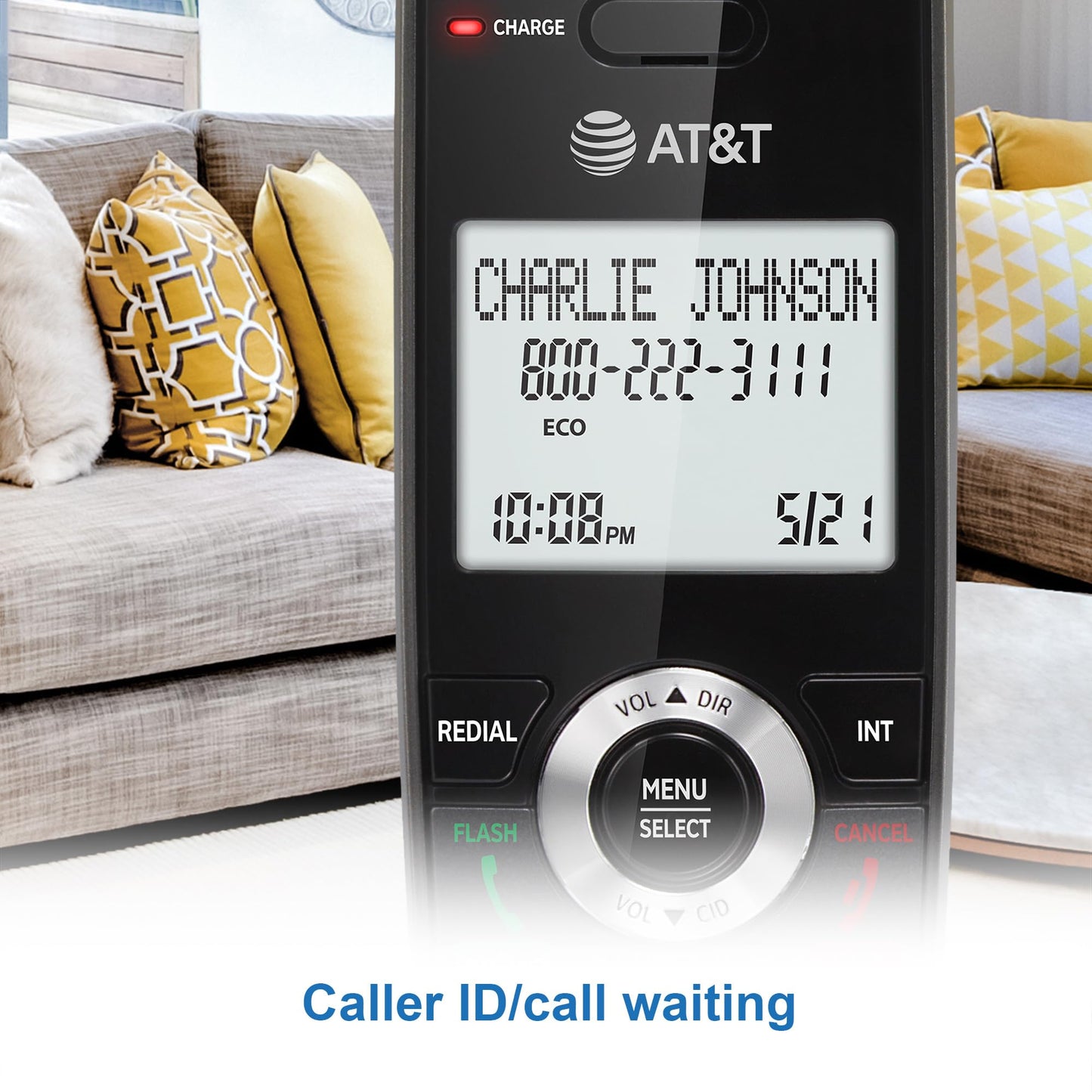 AT&T GL2101-2 DECT 6.0 2-Handset Cordless Phone with Call Block & Caller ID - Full-Duplex Handset Speakerphone, 2" White Backlit Display, Lighted