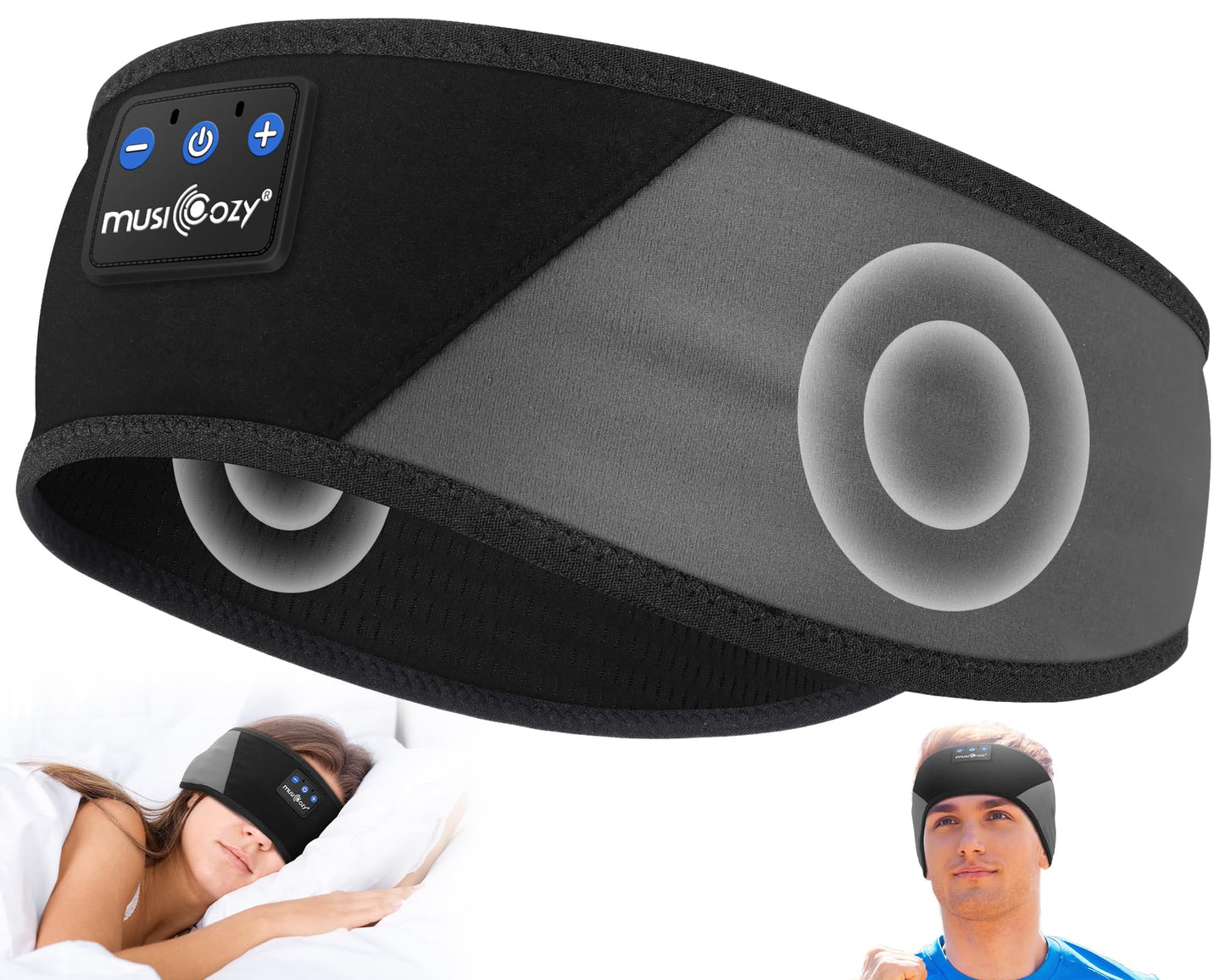 MUSICOZY Sleep Headphones Bluetooth 5.4 Headband, Wireless Earphones Music Sleep Earbuds Sleeping Eye Mask with HD Stereo Speakers for Workout…