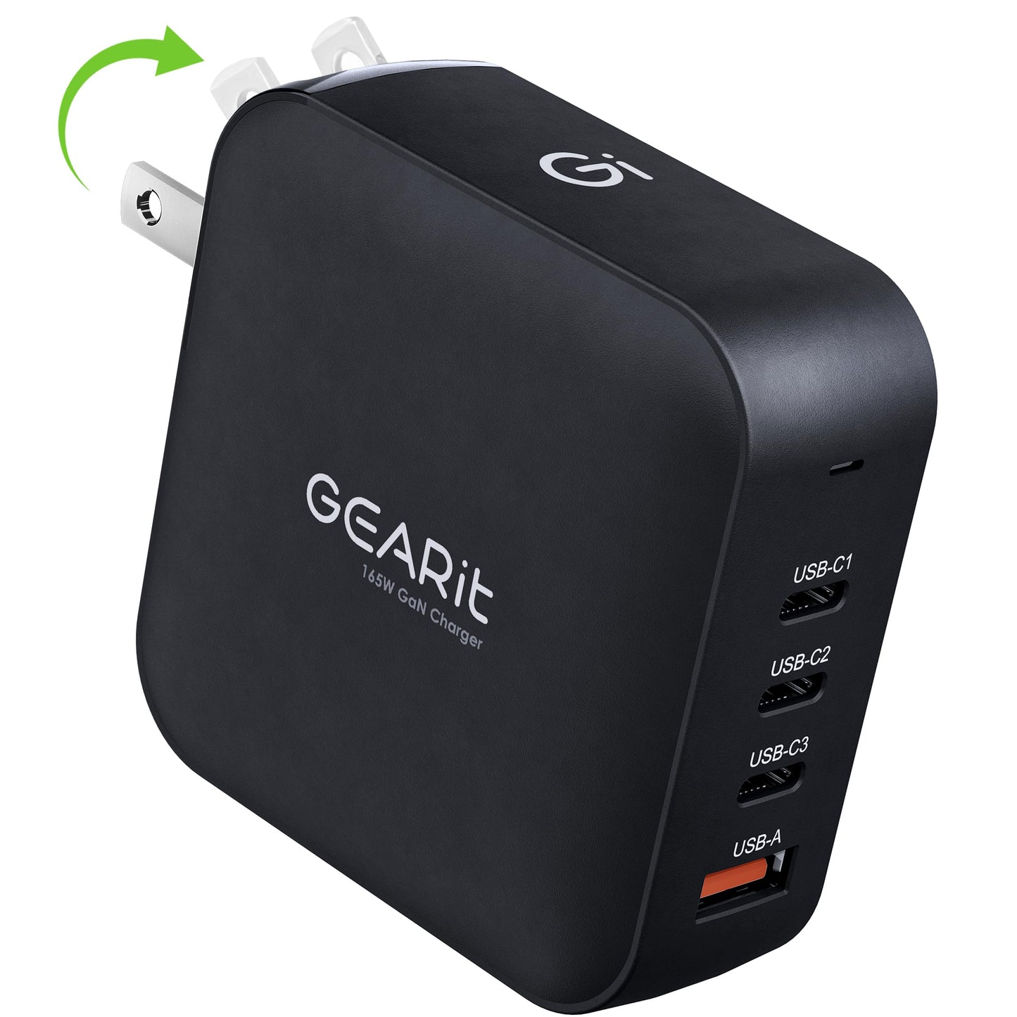 GEARit 165W USB C Charger Block - Fast Charging 4-Port GaN Wall Charger with PD 3.1 & PPS for Apple, Samsung, Dell XPS, MacBook Air/Pro, iPhone, iPad