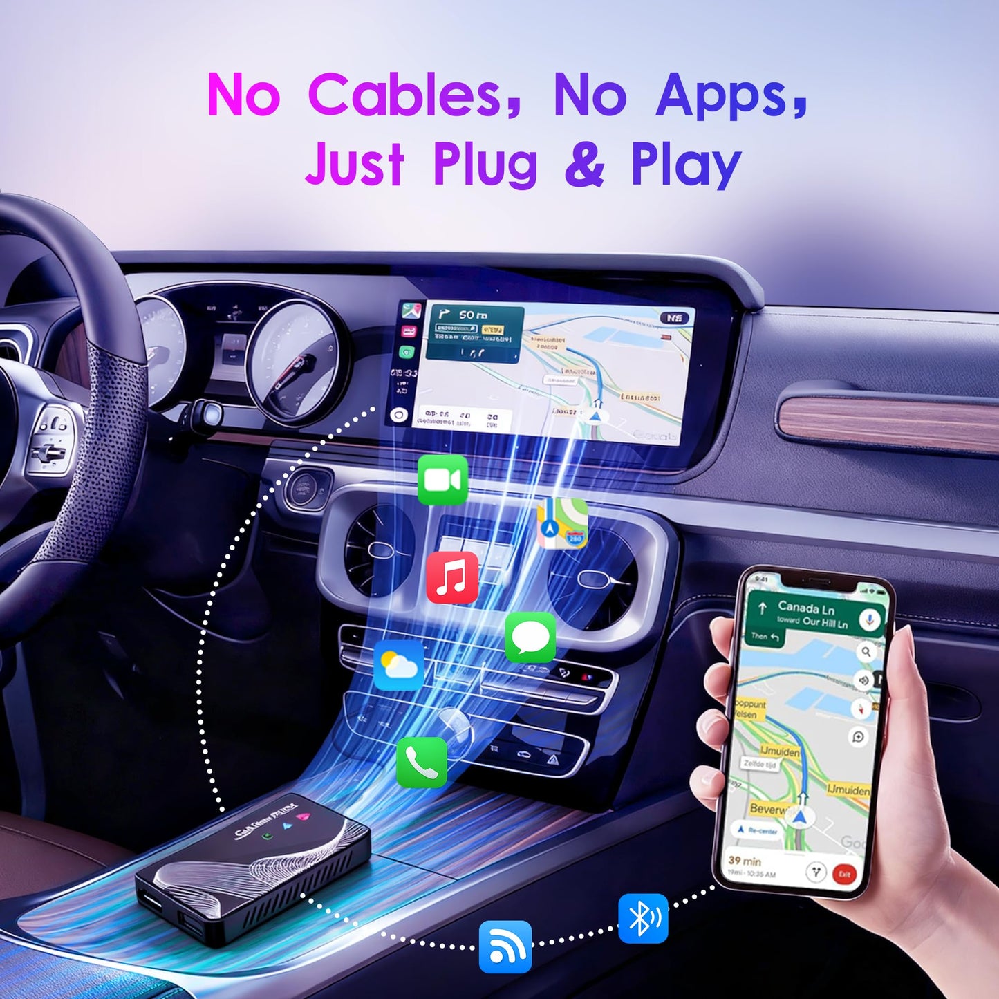 Joywind 2026 Upgraded ? 3-in-1 ? HDMI Input Car TV & Wireless CarPlay Adapter & Android Auto, i-Phone/Android Phone to Your Vehicle, Plug & Play