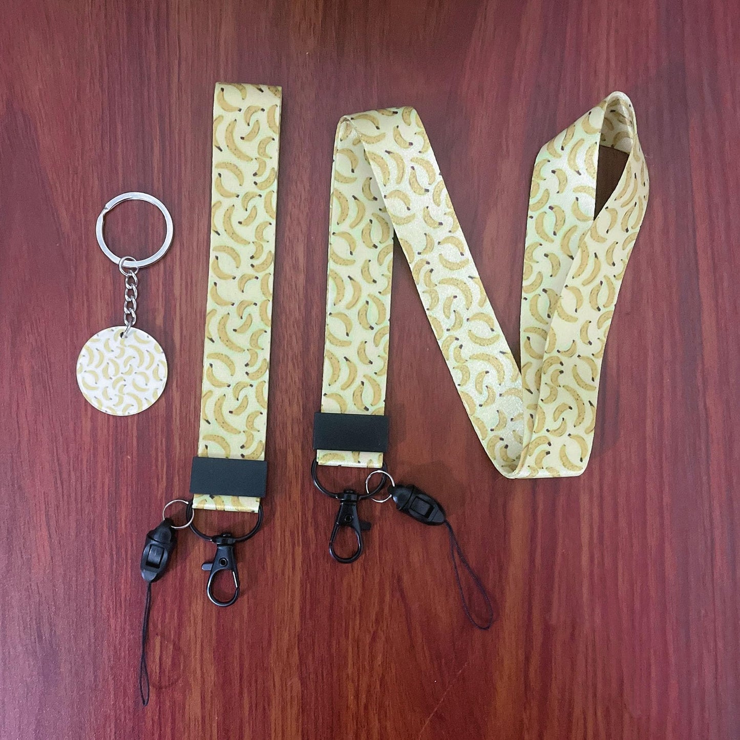 Cute Banana Style Neck Lanyard and Wristl Strap?with Keychain,for Student Teacher Doctor Driver Lawyer Office Accessories