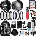 A-Cell 58mm Accessory Bundle for Canon EOS Rebel T7, T6, T5, T3, T100, 4000D, 2000D, 3000D and More with 64GB SanDisk Memory Card, Wide Angle Lens