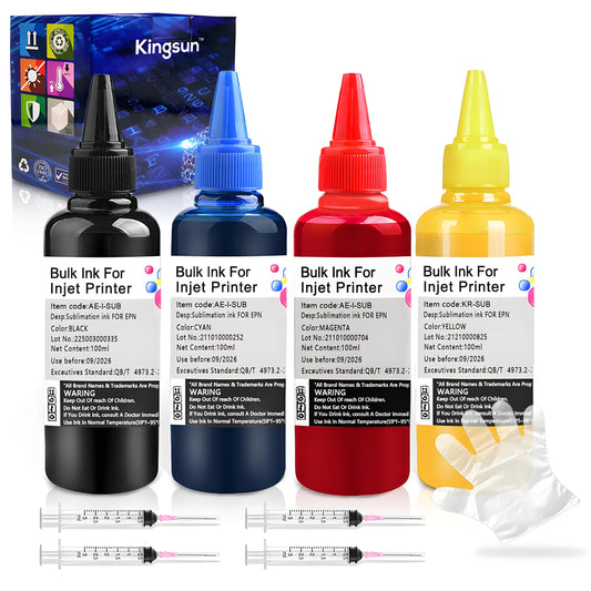 KSUMEI Sublimation Ink Refilled 100 ml Bottle Heat Press Transfer Compatible with Epn 15000 C88 C88+ WF7720 ET2720 ET2760 ET2750 ET4760 WF7820 Inkjet