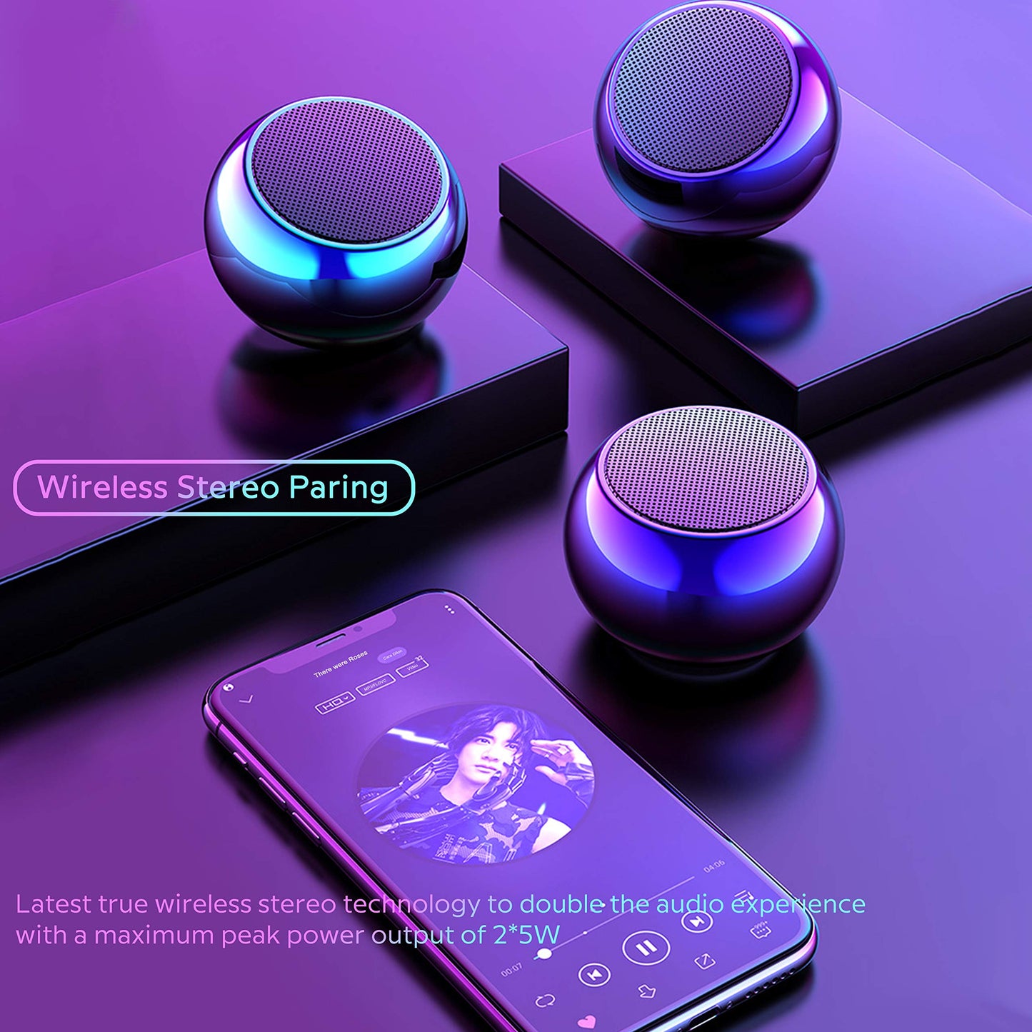 Dosmix TWS Wireless Portable Small Bluetooth Speakers with Big Sound, Wireless Stereo Pairing, Metal Enclosure,Minimalism Design, Nylon Lanyard