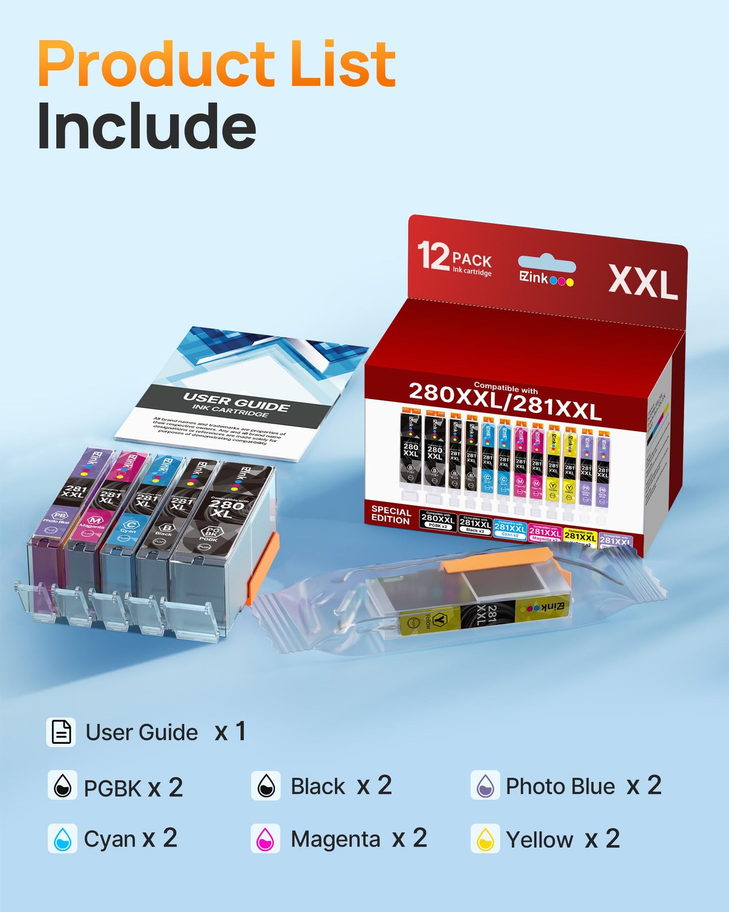 E-Z Ink Compatible for Canon PGI-280XXL CLI-281XXL 280 281 Ink Cartridges