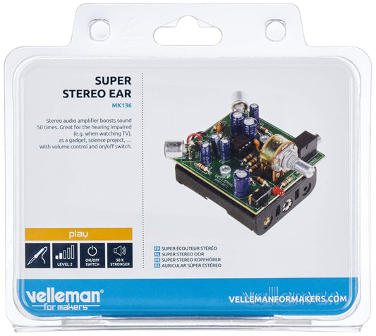 Velleman, Inc - Super Stereo Ear MiniKit MK136 - Entry Level Audio Amplifier Soldering Project