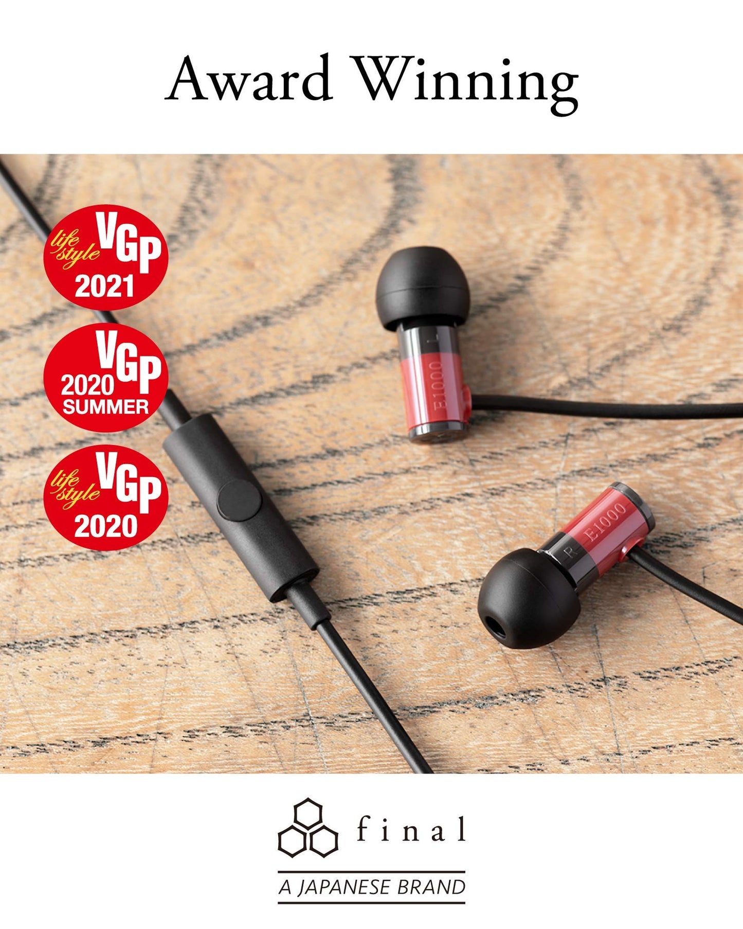Final Audio E1000C In-Ear Headphones Earphones with Dynamic drivers and Microphone (Black)